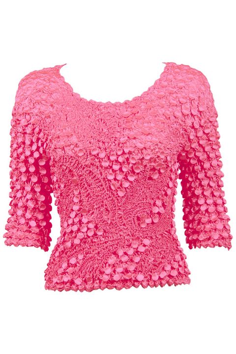 Clothing, Pink, Sleeve, Outerwear, Crochet, Magenta, Blouse, Top, Crop top, Lace, 