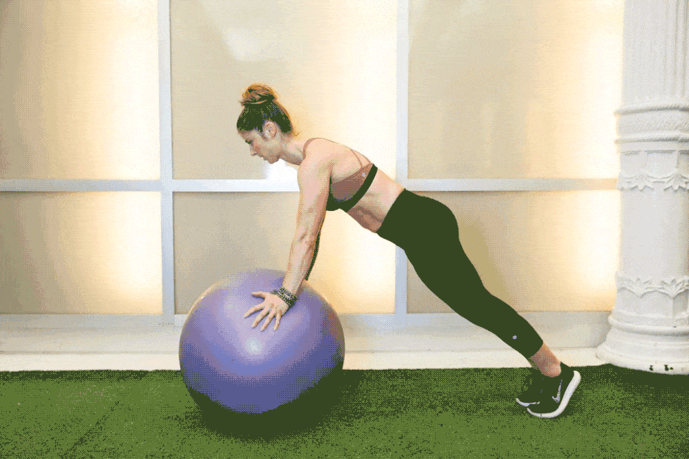 Swiss ball, Ball, Exercise equipment, Physical fitness, Shoulder, Pilates, Arm, Leg, Exercise, Active pants, 