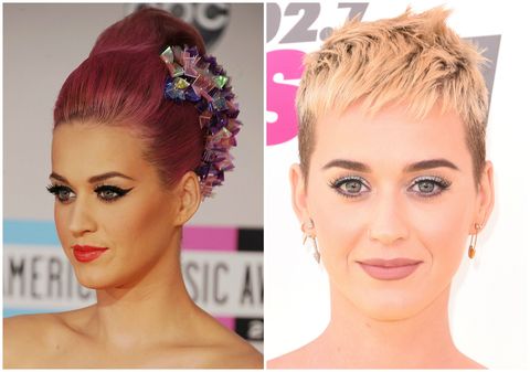I love a colored hair trend as much as the next girl, and if anyone's going to pull it off, it's Katy Perry. But can we stop and appreciate how drop-dead gorgeous she looks when she's not hiding behind a pinwheel of color? (Also, that short hair. Love.)