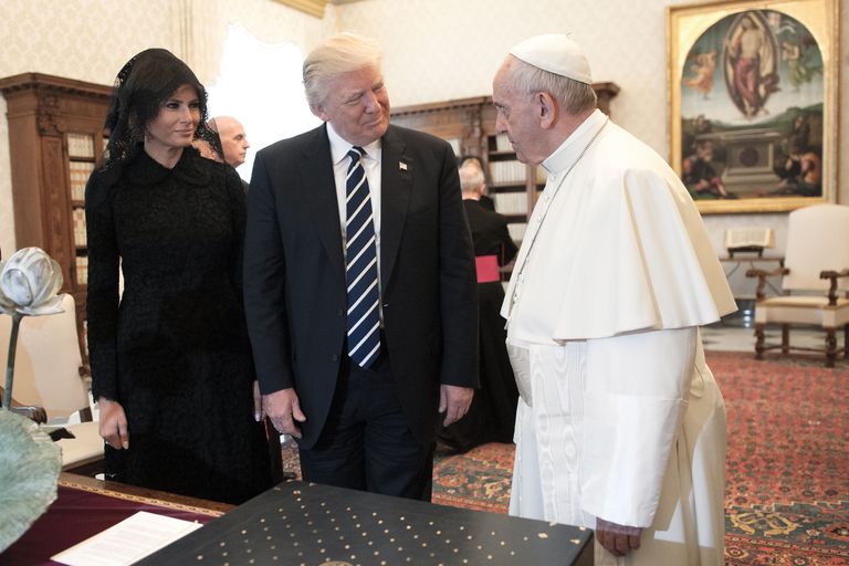 President of United States of America Donald Trump and Wife Melania Trump meet Pope Francis, on May 22, 2017 in Vatican City, Vatican