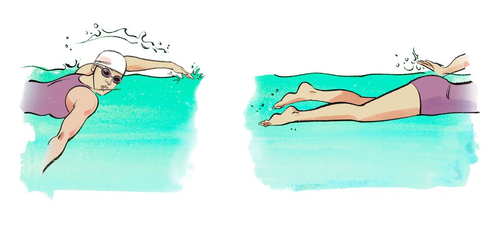 Aqua, Turquoise, Arm, Synchronized swimming, Leg, Illustration, Swimwear, Turquoise, Maillot, Bikini, 
