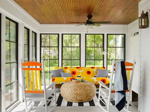 <p>Bring in a few options, from a love seat to stretch out on to an ottoman you can use as a table, and you'll be ready for anything. But since wind and moisture are givens with a screened porch, choose materials wisely. "Wood, wicker, and aluminum are ideal because they're resistant to humidity and easy to clean," says Hila Roberts, patio and outdoor furniture merchant at The Home Depot.</p>