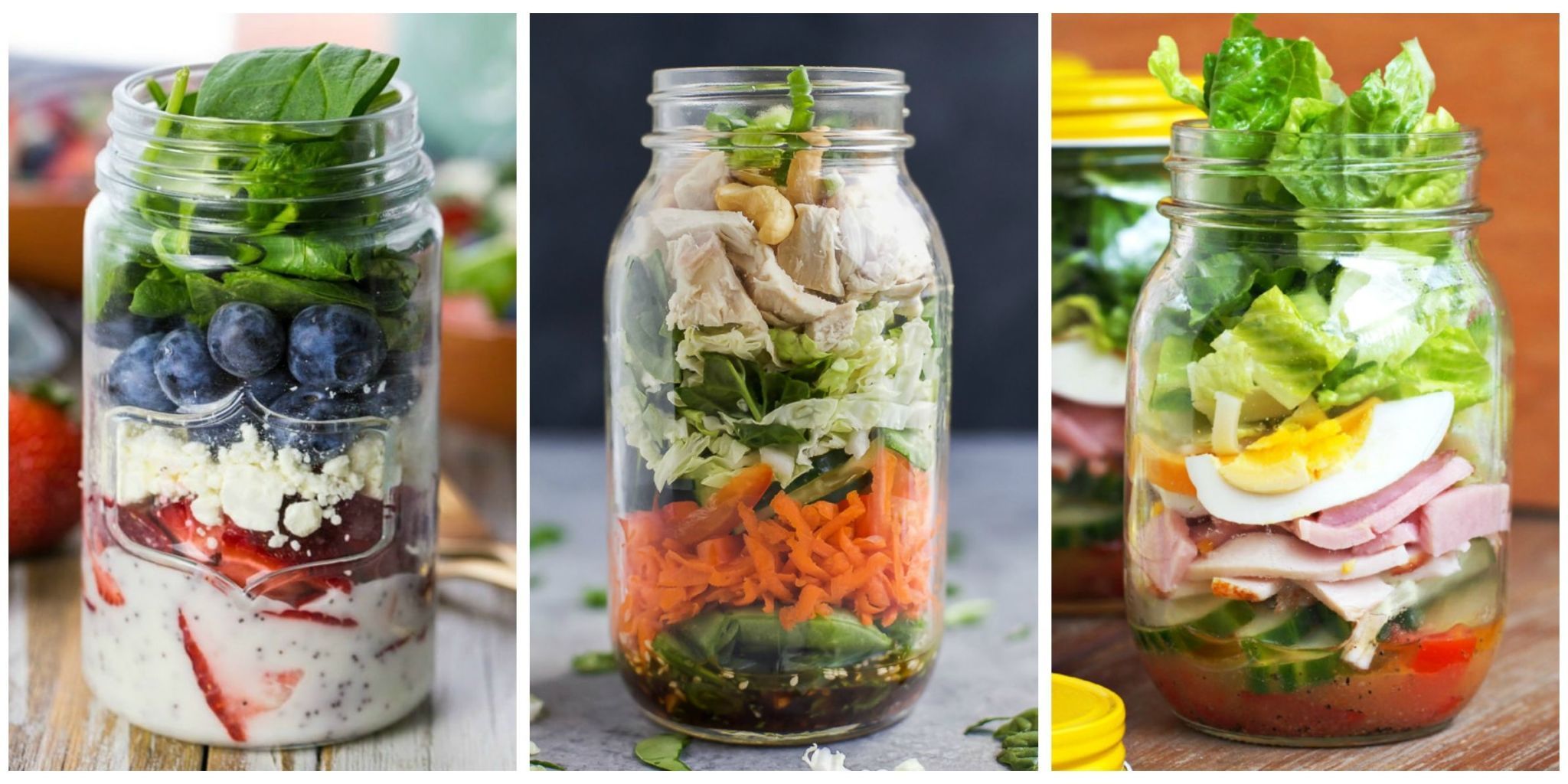 13 Easy Mason Jar Salad Recipes Delicious Portable Salads   Landscape 1497636120 Mason Jar Salads 