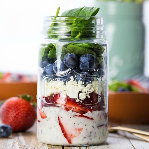 <p><span class="redactor-invisible-space" data-verified="redactor" data-redactor-tag="span" data-redactor-class="redactor-invisible-space">Summer calls for salad with a healthy dose of fruit, and this one combines strawberries and blueberries for a patriotic meal.&nbsp;</span></p><p><span class="redactor-invisible-space" data-verified="redactor" data-redactor-tag="span" data-redactor-class="redactor-invisible-space"></span><strong data-redactor-tag="strong" data-verified="redactor">Get the recipe at <a href="http://www.thecookierookie.com/red-white-and-blue-mason-jar-salad-fruit-and-feta-salad/" target="_blank" data-tracking-id="recirc-text-link">The Cookie Rookie</a>.&nbsp;</strong></p>