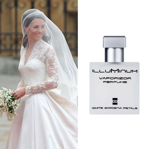 <p>For her wedding day, Kate Middleton <a href="http://www.townandcountrymag.com/style/beauty-products/g2034/scents-for-royals/" target="_blank" data-tracking-id="recirc-text-link">chose a scent</a> called White Gardenia Petals,&nbsp;by British perfumer Illuminum. ($150;&nbsp;<a href="http://www.barneys.com/product/illuminum-white-oud-vaporizor-perfume-100ml-503961406.html?utm_source=google&amp;utm_medium=cpc&amp;cmpntype=pla&amp;campaignid=345495075&amp;adgroupid=27669992955&amp;campaign=[PLA]%20-%20Product%20Types%20-%20Tier%201&amp;adgroup=Catch%20All&amp;product_partition_id=61865531738&amp;product_id=00505039614070&amp;k_clickid=5bb57b30-78f9-488a-b960-12b08eb539a8&amp;gclid=CjwKEAjw1a3KBRCY9cfsmdmWgQ0SJAATUZ8bnc2DvMEOzbYkxzlWq6moQCWHDp8XHWCrFUcY_w3lHxoC6Snw_wcB" target="_blank" data-tracking-id="recirc-text-link">barneys.com</a>)</p><p><a href="http://www.barneys.com/product/illuminum-white-oud-vaporizor-perfume-100ml-503961406.html?utm_source=google&amp;utm_medium=cpc&amp;cmpntype=pla&amp;campaignid=345495075&amp;adgroupid=27669992955&amp;campaign=[PLA]%20-%20Product%20Types%20-%20Tier%201&amp;adgroup=Catch%20All&amp;product_partition_id=61865531738&amp;product_id=00505039614070&amp;k_clickid=5bb57b30-78f9-488a-b960-12b08eb539a8&amp;gclid=CjwKEAjw1a3KBRCY9cfsmdmWgQ0SJAATUZ8bnc2DvMEOzbYkxzlWq6moQCWHDp8XHWCrFUcY_w3lHxoC6Snw_wcB" target="_blank" class="slide-buy--button" data-tracking-id="recirc-text-link"><strong data-redactor-tag="strong" data-verified="redactor">BUY NOW</strong></a></p><p><strong data-redactor-tag="strong" data-verified="redactor">RELATED: </strong><a href="http://www.redbookmag.com/life/news/g4438/funny-kate-middleton-moments/" target="_blank" data-tracking-id="recirc-text-link"><strong data-redactor-tag="strong" data-verified="redactor">24 Times Kate Middleton Acted Just Like Your Best Friend</strong></a></p>