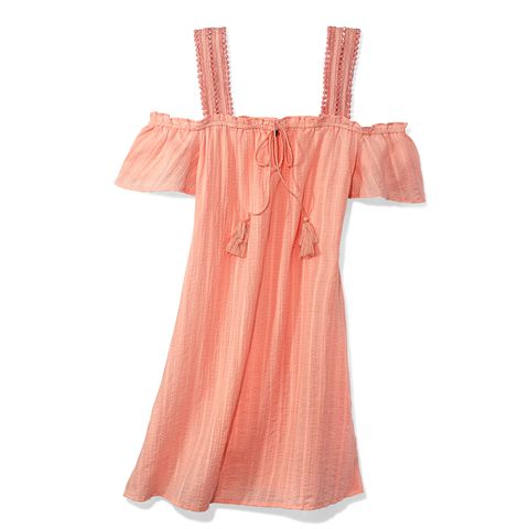 Product, Textile, One-piece garment, Pink, Dress, Orange, Peach, Day dress, Pattern, Sleeveless shirt, 