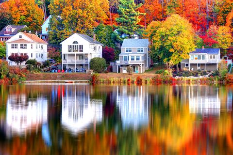 <p><span class="redactor-invisible-space" data-verified="redactor" data-redactor-tag="span" data-redactor-class="redactor-invisible-space">Lakes get even prettier when they're reflecting orange and&nbsp;yellow trees.&nbsp;</span></p><p><strong data-redactor-tag="strong">RELATED: <a href="http://www.redbookmag.com/beauty/g3524/fall-nail-designs-art/" target="_blank" data-tracking-id="recirc-text-link">30 Fall Nail Designs You're Going to Fall In Love With</a></strong></p>