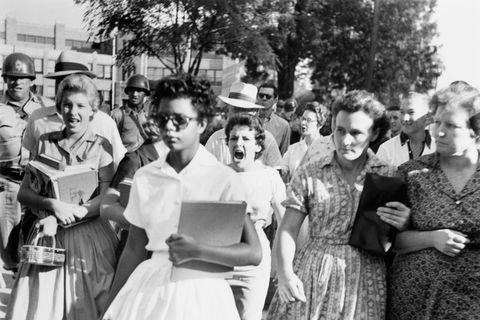 <p>Elizabeth Eckford ignores the hostile screams and stares of fellow students on her first day of school. She was one of the nine negro students whose integration into Little Rock's Central High School was ordered by a Federal Court following legal action by NAACP.<span class="redactor-invisible-space" data-verified="redactor" data-redactor-tag="span" data-redactor-class="redactor-invisible-space"></span></p>