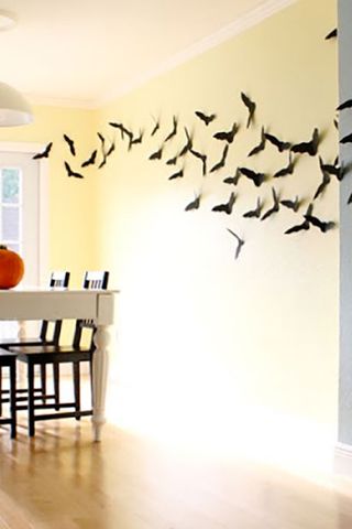 Bird, Room, Wall, Interior design, Floor, Bird migration, Wing, Peach, Flock, Animal migration, 