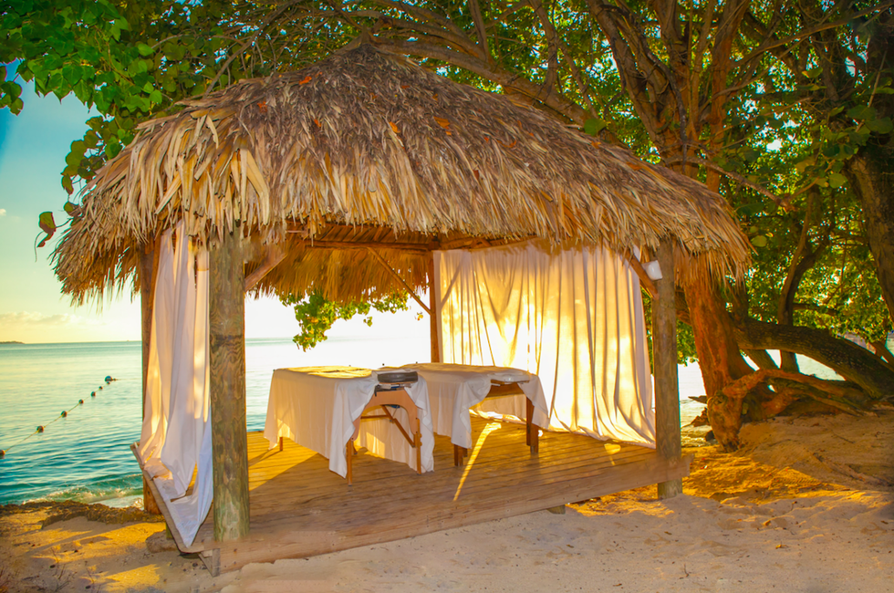 Hut, Thatching, Tree, Tropics, Gazebo, Vacation, Palm tree, Shade, Resort, Beach, 