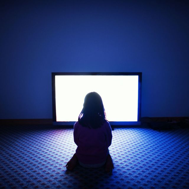 girl watching tv