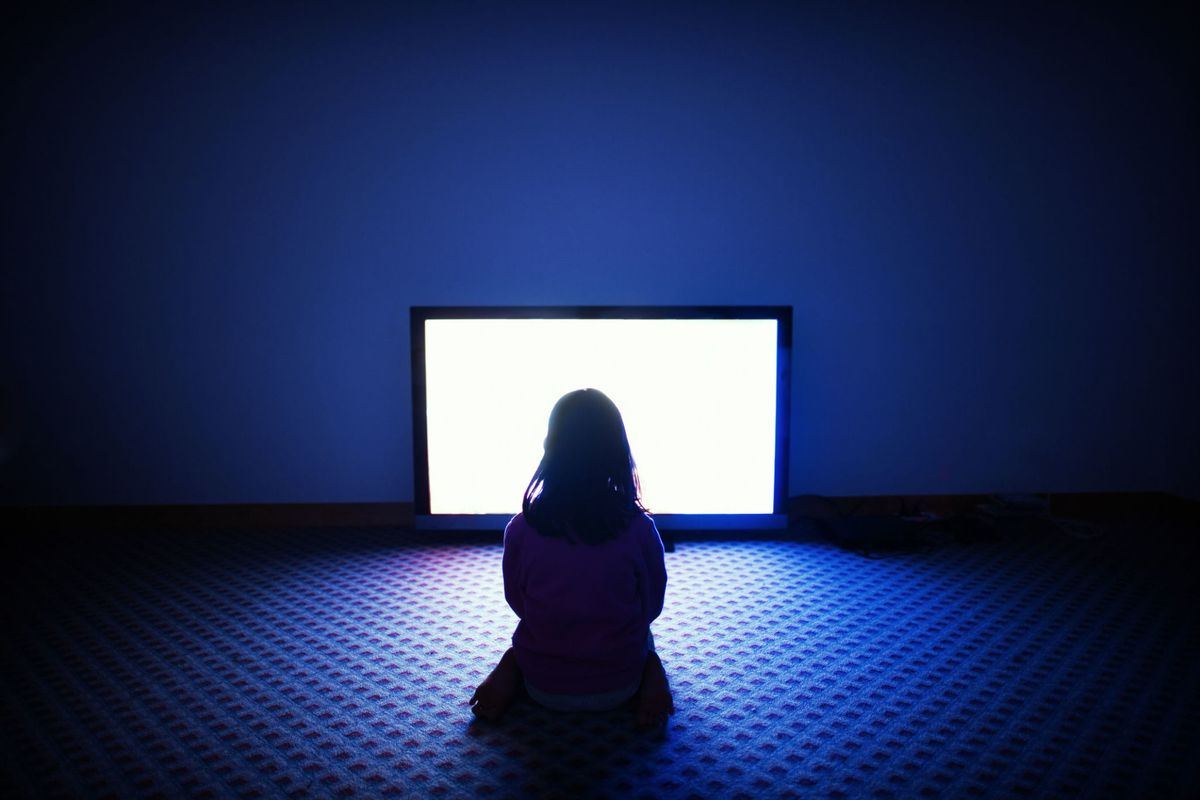 girl watching tv