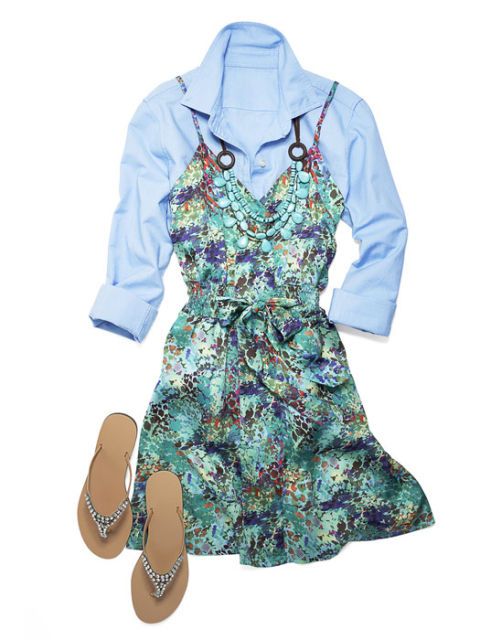 button down shirt with floral dress