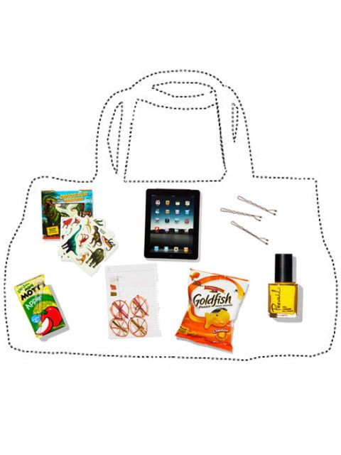purse outline with objects inside