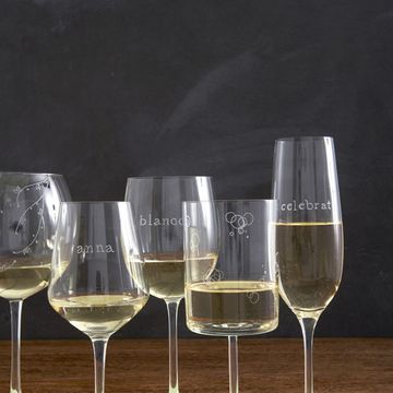 glassware engraved with names and words