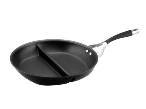 black skillet with partition in center