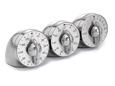 silver timer with three clock faces