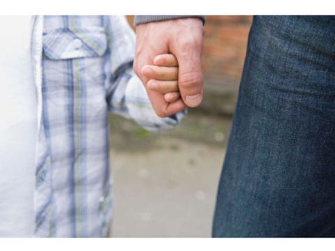 <b>My Son's a Scaredy-Cat: Life in the Fear Factory</b> dad and son holding hands