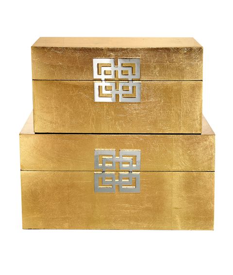 gold metallic storage boxes