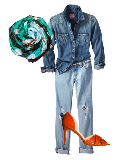 Tip #5: denim shirt and heels