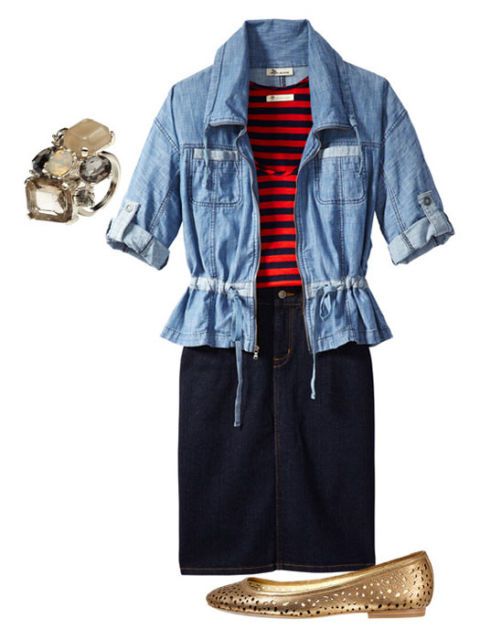 bright stripes and accessories with denim