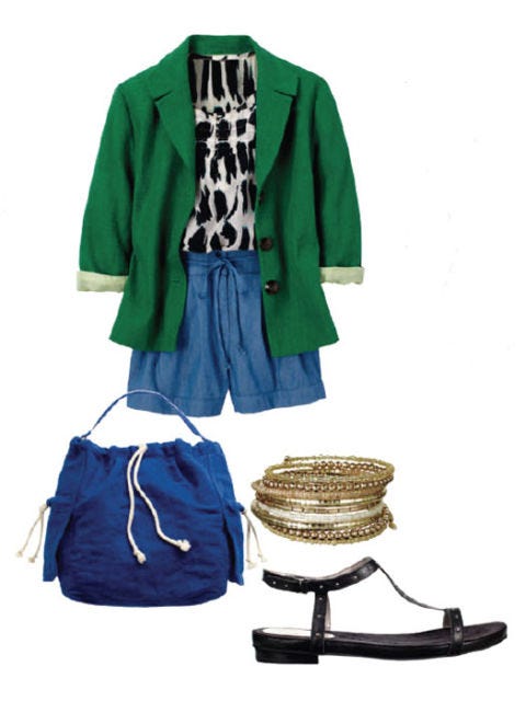 Have a brunch date green jacket outfit idea