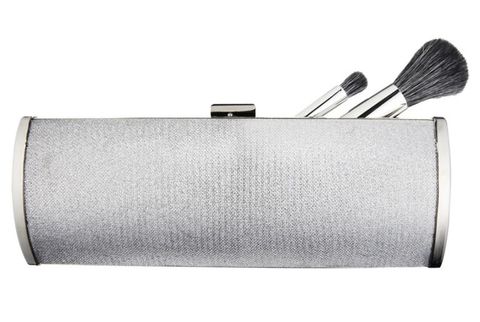 silver purse makeup brush set