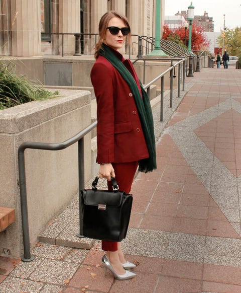 red and burgundy outfit