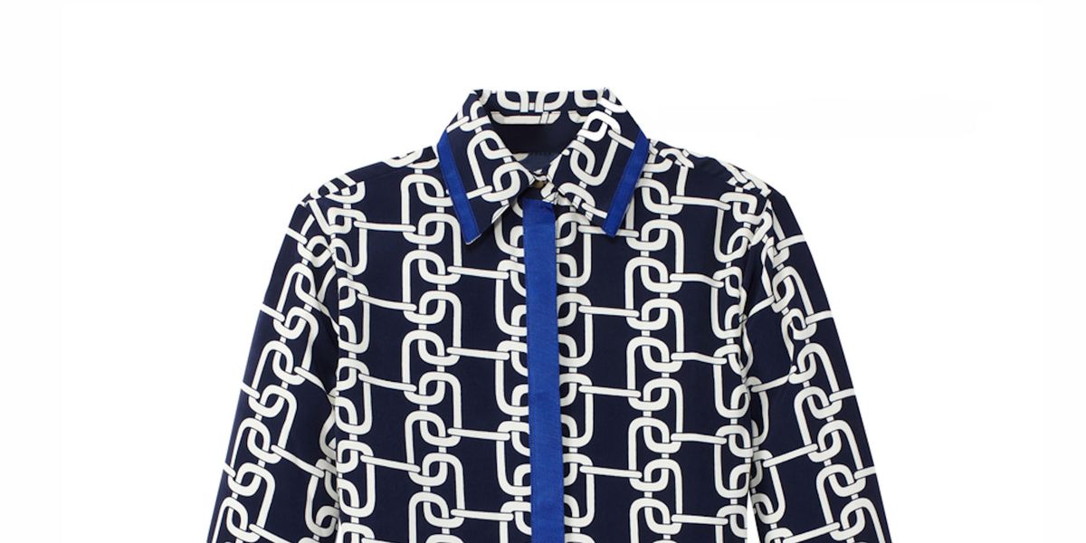 printed button-down blouse