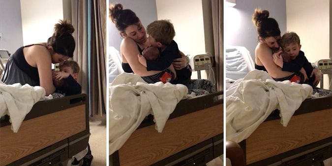Little Boy Ignores Mom When Meeting New Sibling
