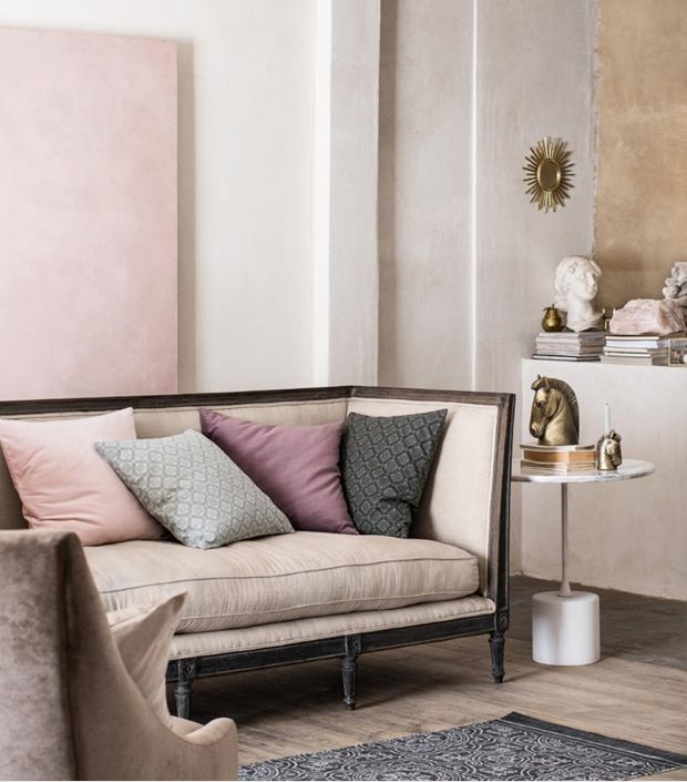 Pink walls deals with grey furniture