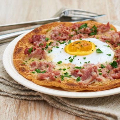 Ham hock, Gruyere and egg galettes