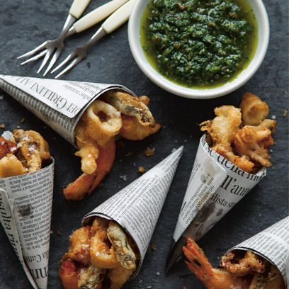 Vegetable fritto misto with Italian salsa verde