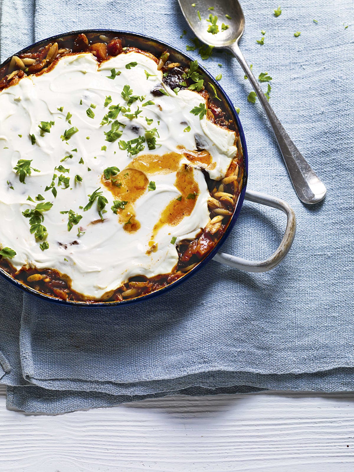 image of Baked Orzo and Lamb With Yoghurt and Tomato Sauce recipe by Red Online