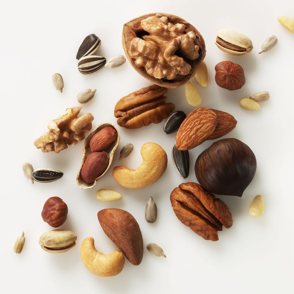 Food, Nut, Mixed nuts, Almond, Nuts & seeds, Dried fruit, Ingredient, Hazelnut, Plant, Trail mix, 