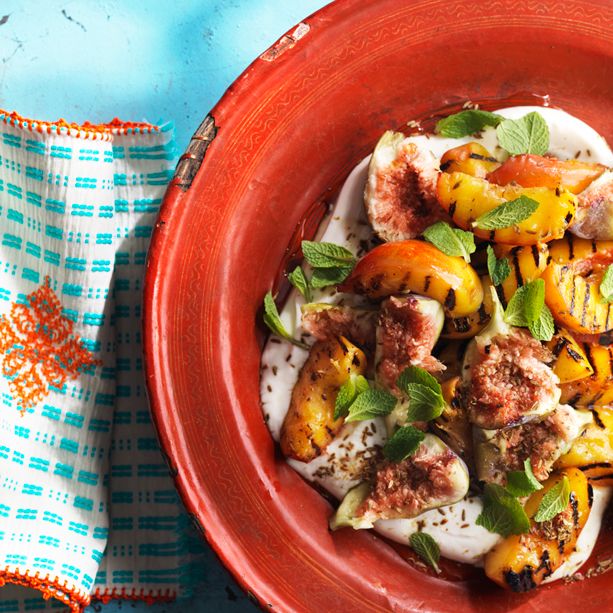 Ottolenghi's Grilled fruit with scented yogurt