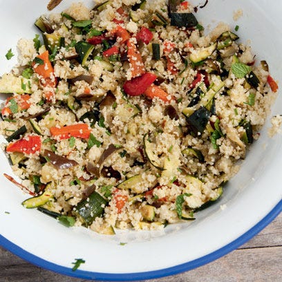 Couscous with Roasted Vegetables and Fresh Mint