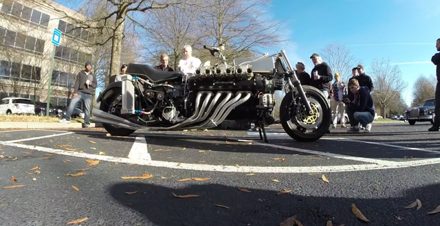 Yes, that's a Lamborghini V12 in a motorcycle