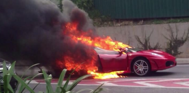 Another Late Model Ferrari Goes Up In Flames