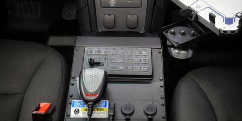 The 2016 Ford Police Interceptor Utility has a standard rearview camera with washer and a 4-inch screen in the center stack. 