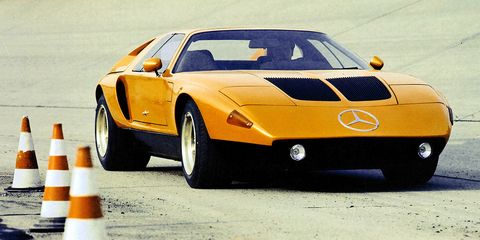 A series of experimental rotary-powered supercars from Mercedes, they ran and drove, but they never went on sale.