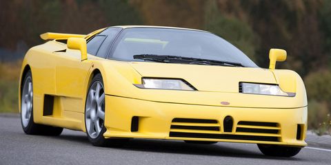 bugatti eb110 yellow