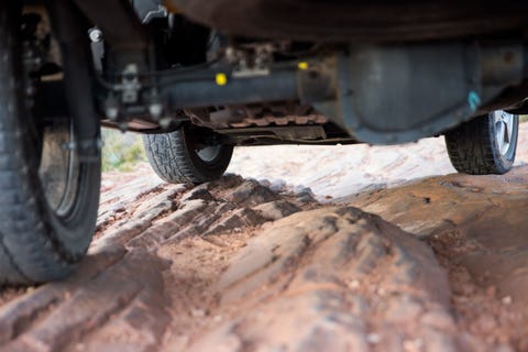 Ford F-150 Undercarriage <p>If around the time of your oil change, your truck is pulling to one side or the other it's probably time for a wheel alignment. Driving over rough roads at high speeds and aggressive driving can both increase the likelihood of misalignment. If your wheels are out of whack, you'll cause higher wear and tear on tires, <strong>generally</strong> get worse gas mileage, and experience poor handling on the road. Getting your wheels aligned pays off big in the long run. Vehicle pulling can also happen when your tires are unevenly inflated or you've got your truck bed weighed down heavily on one side. Inflate all of your tires to the designated pressure and keep your load evenly secured and spread across your bed to reduce pull.<br></p>
