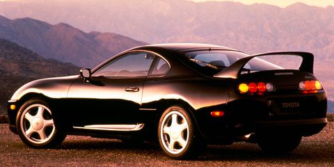 there's no mistaking the long roof and short rear of the toyota supra  a favorite among tuners