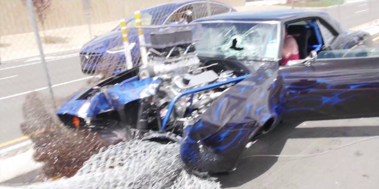 Watch This Drag Camaro Crash Immediately After Leaving Cars Coffee