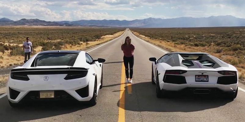 Acura NSX vs Lamborghini Aventador - NSX Exotic Car Drag Race