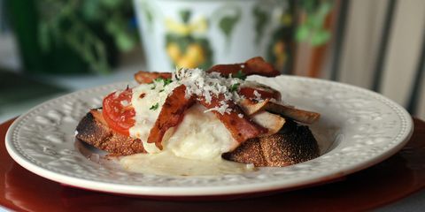 <p>Invented at the Brown Hotel in downtown Louisville, the Hot Brown sandwich is simple: one slice of white bread, turkey and bacon, Mornay sauce, and cheese. Broil until bubbly. It's "<span class="Hyperlink0" data-redactor-tag="span" data-redactor-class="Hyperlink0" data-verified="redactor" style="line-height: 1.6em; background-color: initial;" rel="line-height: 1.6em; background-color: initial;" data-redactor-style="line-height: 1.6em; background-color: initial;"><a href="http://www.brownhotel.com/dining-hot-brown">Louisville's Culinary Legend</a></span>," says the hotel, and what's more, it's far less ubiquitous than that <i data-redactor-tag="i">other </i>Kentucky culinary legend. You can also swap out the bread for a bun.</p>