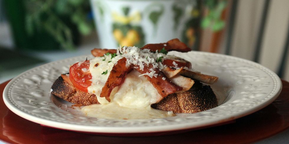 <p>Invented at the Brown Hotel in downtown Louisville, the Hot Brown sandwich is simple: one slice of white bread, turkey and bacon, Mornay sauce, and cheese. Broil until bubbly. It's "<span class="Hyperlink0" data-redactor-tag="span" data-redactor-class="Hyperlink0" data-verified="redactor" style="line-height: 1.6em; background-color: initial;" rel="line-height: 1.6em; background-color: initial;" data-redactor-style="line-height: 1.6em; background-color: initial;"><a href="http://www.brownhotel.com/dining-hot-brown">Louisville's Culinary Legend</a></span>," says the hotel, and what's more, it's far less ubiquitous than that <i data-redactor-tag="i">other </i>Kentucky culinary legend. You can also swap out the bread for a bun.</p>