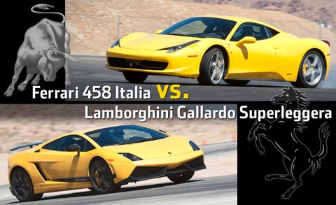 ferrari 458 italia vs lamborghini gallardo superleggera