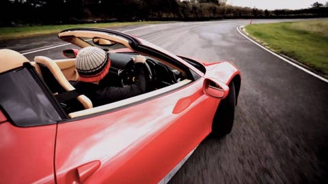 A sideways Ferrari 458 Italia Spider is better than coffee